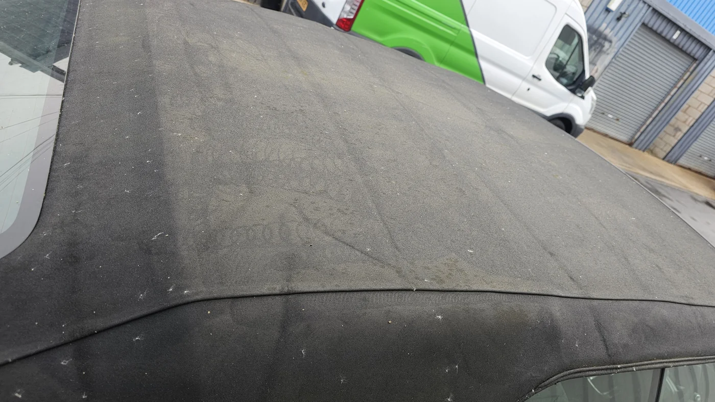 Convertible roof before cleaning