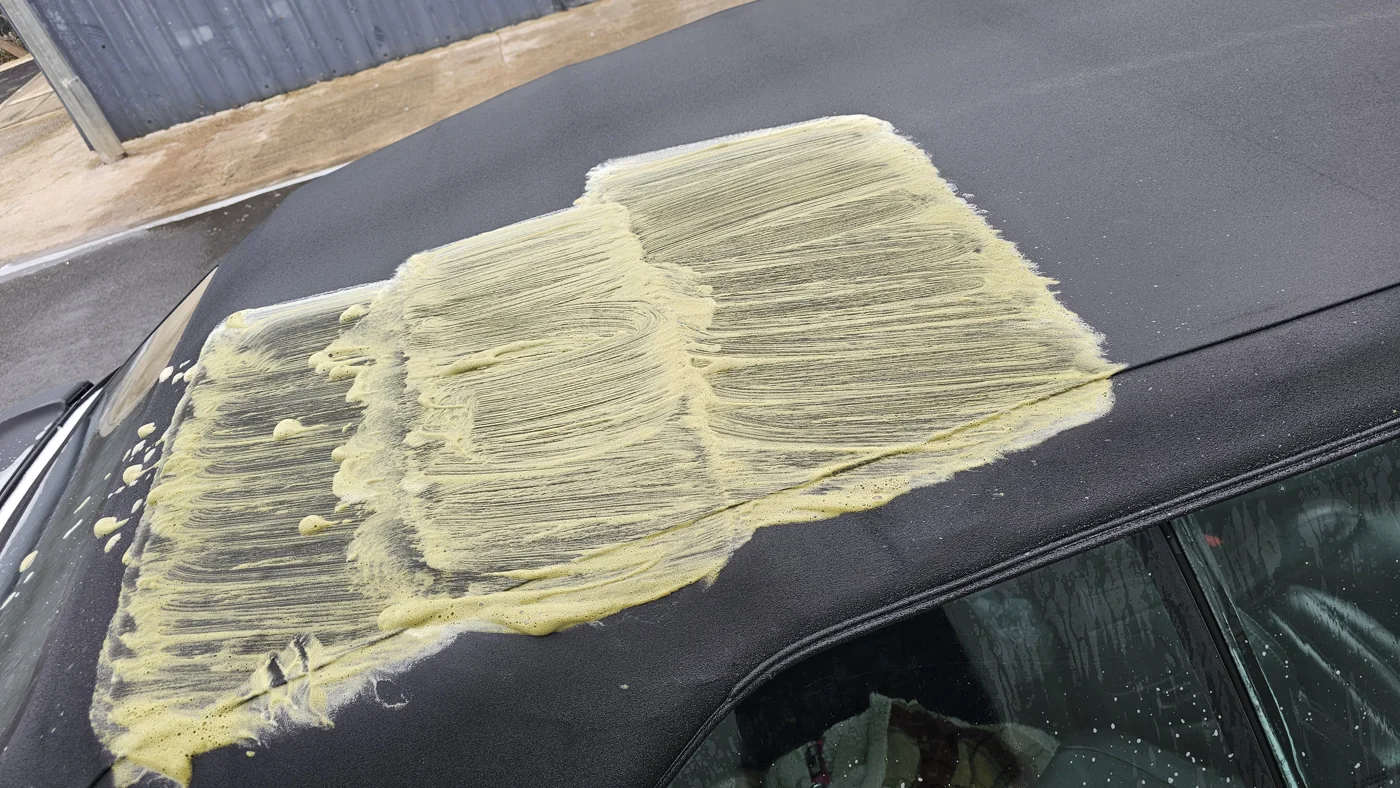 Cleaning product worked across the convertible roof