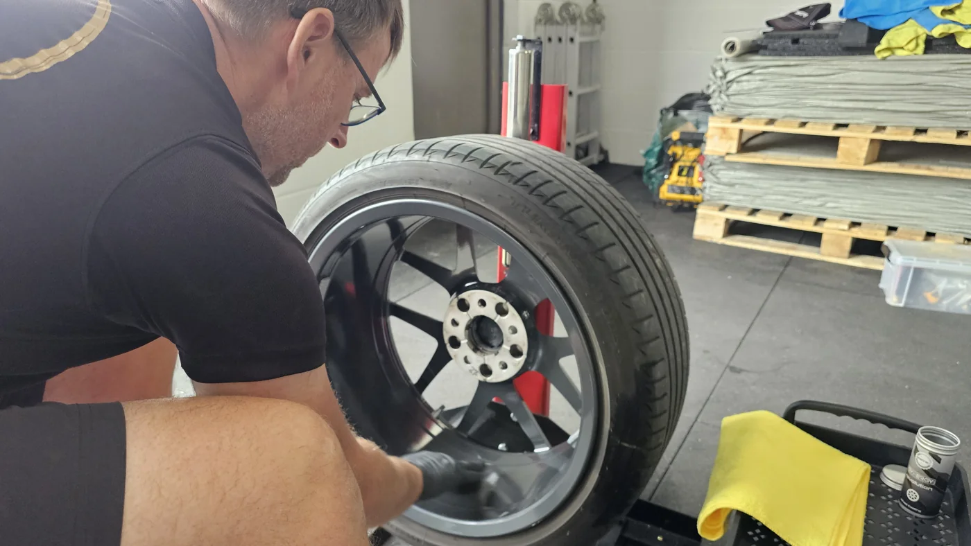 Cleaning the inside of a removed alloy wheel